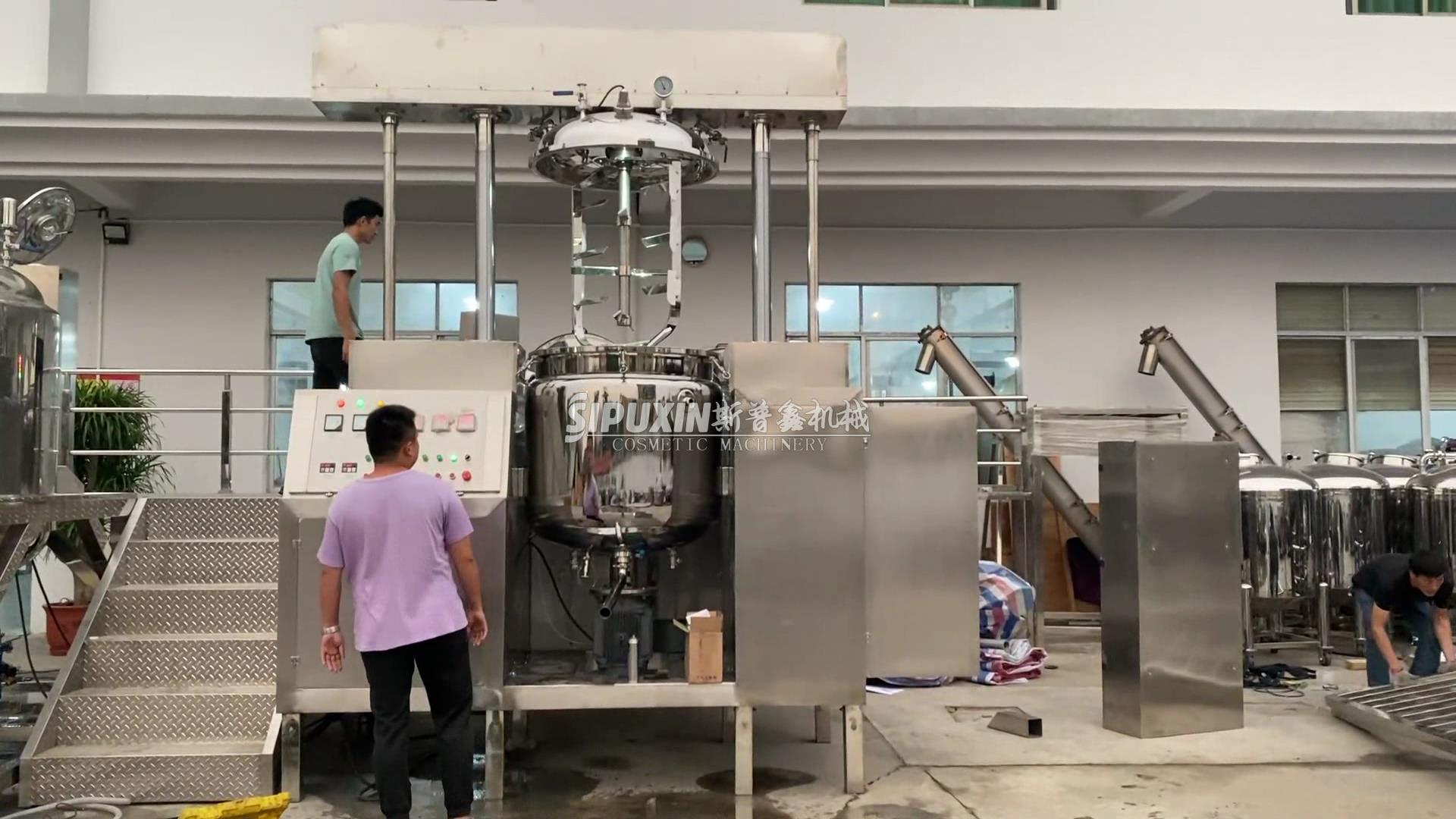500L Emulsifiant de vide de levage hydraulique + émulsifiant de vide de type fixe 1000L