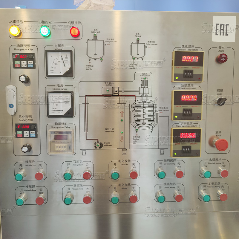 SPX 100L Homogénéisateur à vide de levage hydraulique émulsifiant Machine Face Machine de mélangeur Crème Machine homogène émulsifiant